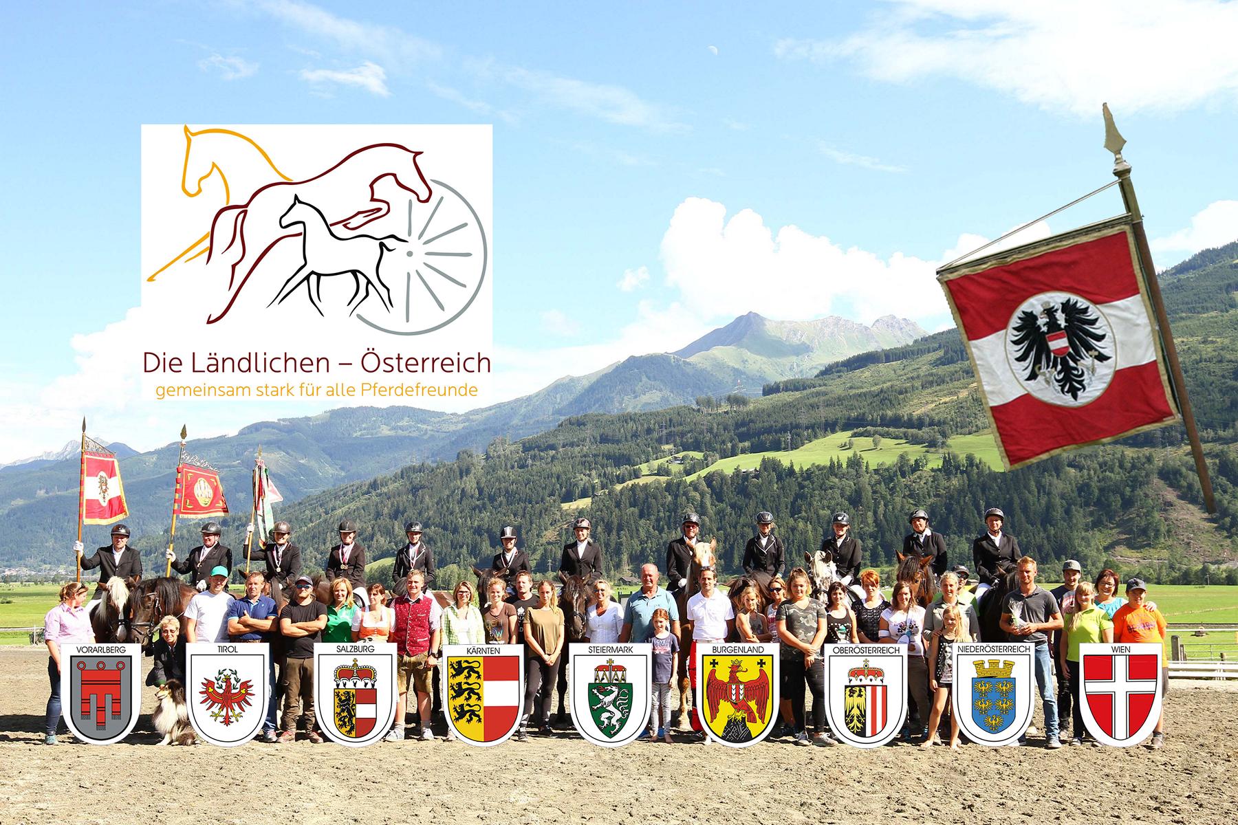 Gruppenbild Waidach mit Wappen der Bundesländer - Bundesstandarte - Logo